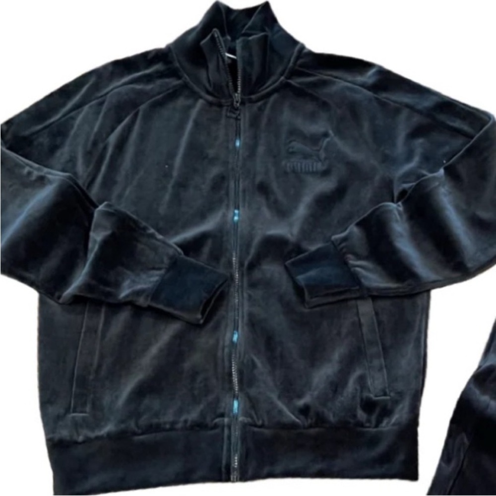 Puma Midnight Black/Charcoal shade Velour Jacket size Small - Picture 2 of 9